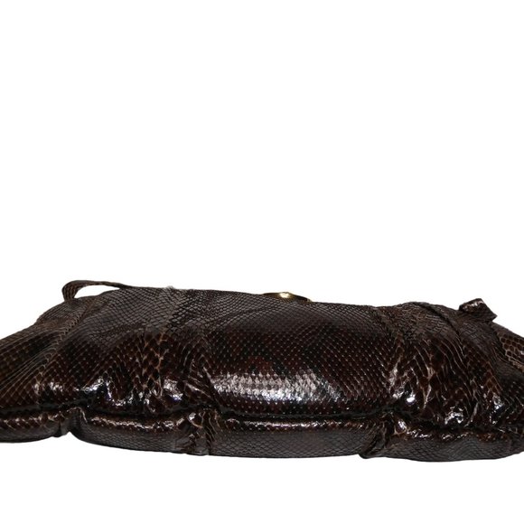 AUTHENTIC Gucci Brown Snakeskin Clutch Handbag - Picture 8 of 8